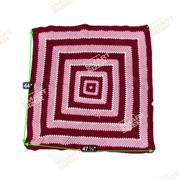 Handmade Crochet Baby Blanket Pink Squares Chair Lap Wheelchair throw READ - Picture 7 of 7